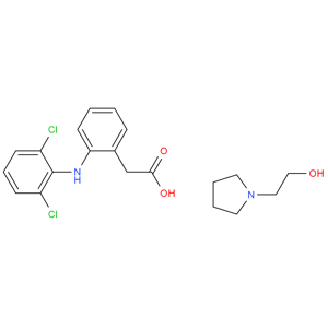 2-[(2,6-二氯苯基)氨基]苯乙酸 2-吡咯烷乙醇盐，双氯芬酸依伯胺