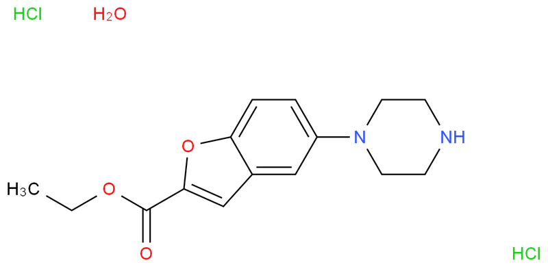 Ethyl 5-(piperazin-1-yl) benzofuran-2-carboxylate dihydrochloride monohydrate,Ethyl 5-(piperazin-1-yl) benzofuran-2-carboxylate dihydrochloride monohydrate