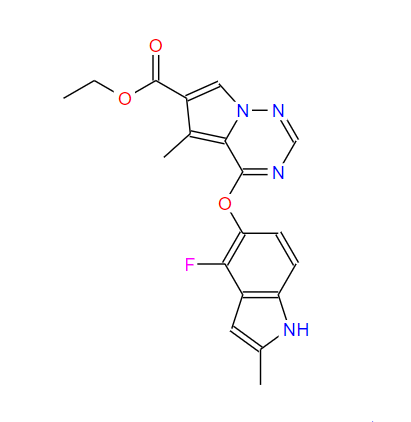 4-(4-氟-2-甲基-1H-吲哚-5-氧基)-5-甲基吡咯并[2,1-F][1,2,4]三嗪-6-羧酸乙酯,methyl 4-(4-fluoro-2-methyl-1H-indol-5-yloxy)-5-methylpyrrolo[1,2-f][1,2,4]triazine-6-carboxylate