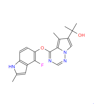 4-(4-氟-2-甲基-1H-吲哚-5-氧基)-ALPHA,ALPHA,5-三甲基吡咯并[2,1-F][1,2,4]三嗪-6-甲醇,2-(4-((4-Fluoro-2-methyl-1H-indol-5-yl)oxy)-5-methylpyrrolo[2,1-f][1,2,4]triazin-6-yl)propan-2-ol