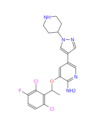 3-[1-(2,6-二氯-5-氟苯基)乙氧基]-5-[1-(4-哌啶)-1H-吡唑-4-基]-2-吡啶胺,3-(1-(2,6-dichloro-3-fluorophenyl)ethoxy)-5-(1-(piperidin-4-yl)-1H-pyrazol-4-yl)pyridin-2-amine