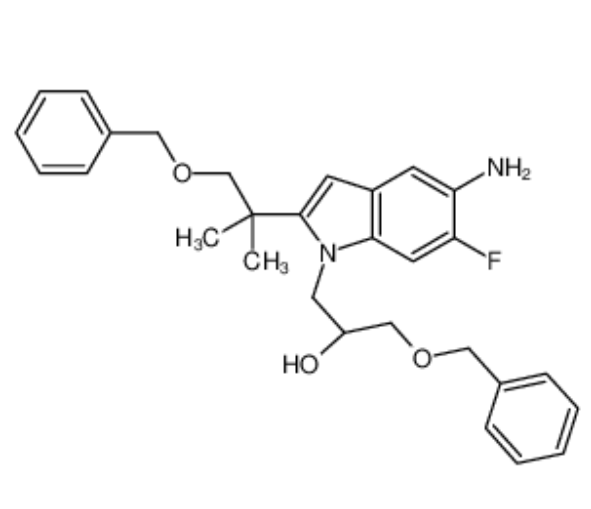VX-661中间体,(R)-1-[5-Amino-2-(2-benzyloxy-1,1-dimethyl-ethyl)-6-fluoro-indol-1-yl]-3-benzyloxy-propan-2-ol