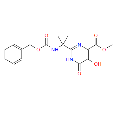 2-(2-(苄氧基羰基氨基)丙-2-基)-5-羟基-6-氧代-1,6-二氢嘧啶-4-甲酸甲酯,4-PYRIMIDINECARBOXYLIC ACID, 1,6-DIHYDRO-5-HYDROXY-2-[1-METHYL-1-[[(PHENYLMETHOXY)CARBONYL]AMINO]ETHYL]-6-OXO-, METHYL ESTER