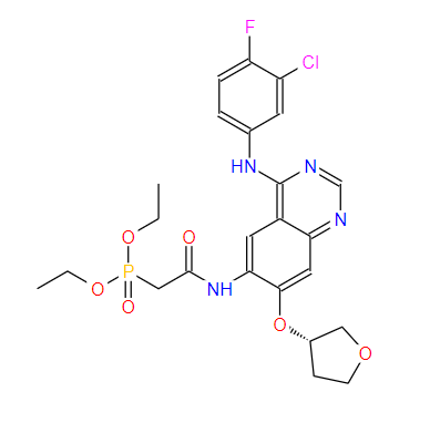 P-[2-[[4-[(3-氯-4-氟苯基)氨基]-7-[[(3S)-四氢-3-呋喃基]氧基-6-喹唑啉基]氨基]-2-氧代乙基]膦酸二乙酯,(S)-diethyl 2-(4-(3-chloro-4-fluorophenylamino)-7-(tetrahydrofuran-3-yloxy)quinazolin-6-ylamino)-2-oxoethylphosphonate
