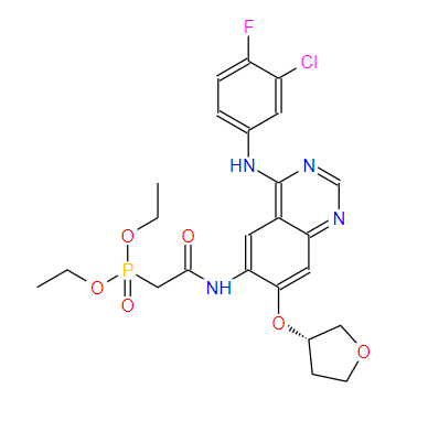 P-[2-[[4-[(3-氯-4-氟苯基)氨基]-7-[[(3S)-四氫-3-呋喃基]氧基-6-喹唑啉基]氨基]-2-氧代乙基]膦酸二乙酯,(S)-diethyl 2-(4-(3-chloro-4-fluorophenylamino)-7-(tetrahydrofuran-3-yloxy)quinazolin-6-ylamino)-2-oxoethylphosphonate