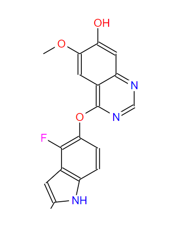 4-(4-氟-2-甲基-1H-吲哚-5-基氧基)-6-甲氧基喹唑啉-7-醇,4-(4-Fluoro-2-methyl-1H-indol-5-yloxy)-6-methoxyquinazolin-7-ol