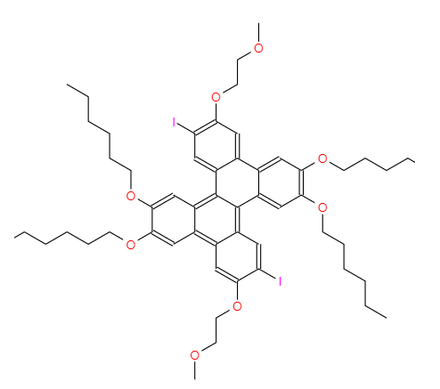 Dibenzo[g,p]chrysene, 2,3,10,11-tetrakis(hexyloxy)-6,14-diiodo-7,15-bis(2-methoxyethoxy)-,Dibenzo[g,p]chrysene, 2,3,10,11-tetrakis(hexyloxy)-6,14-diiodo-7,15-bis(2-methoxyethoxy)-