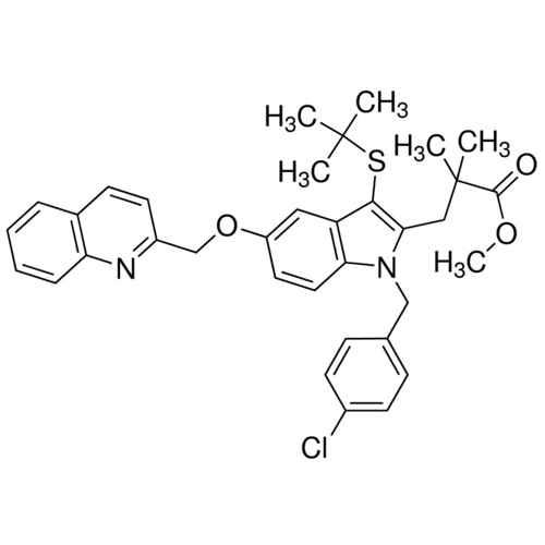 Methyl 3-(3-(tert-butylthio)-1-(4-chlorobenzyl)-5-(quinolin-2-ylmethoxy)-1H-indol-2-yl)-2,2-dimethylpropanoate