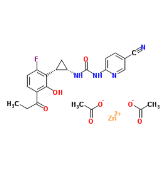 角叉(菜)膠,Zinc acetate-1-(5-cyano-2-pyridinyl)-3-[(1S,2S)-2-(6-fluoro-2-hydroxy-3-propionylphenyl)cyclopropyl]urea (1:2:1)