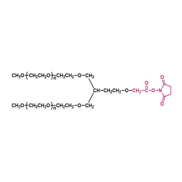 两臂聚乙二醇琥珀酰亚胺乙酸酯(PT02),[2-arm PEG-SCM(PT02)] 2-arm Methoxypoly(ethylene glycol) succinimidyl carboxymethyl ester(PT02)