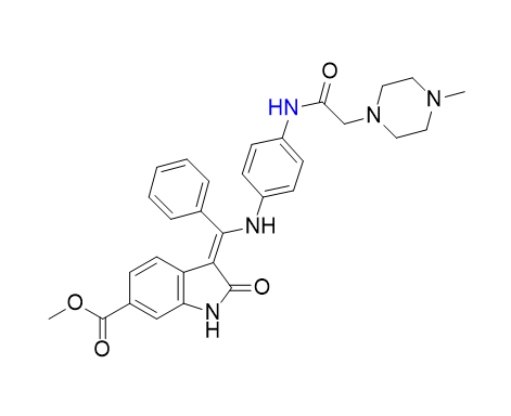 尼達(dá)尼布雜質(zhì)16,(Z)-methyl 3-(((4-(2-(4-methylpiperazin-1-yl)acetamido)phenyl)amino)(phenyl)methylene)-2-oxoindoline-6-carboxylate