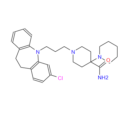 1'-[3-(3-chloro-10,11-dihydro-5H-dibenz(b,f)azepin-5-yl)propyl][1,4'-bipiperidine]-4'-carboxamide d,1'-[3-(3-chloro-10,11-dihydro-5H-dibenz(b,f)azepin-5-yl)propyl][1,4'-bipiperidine]-4'-carboxamide dihydrochloride