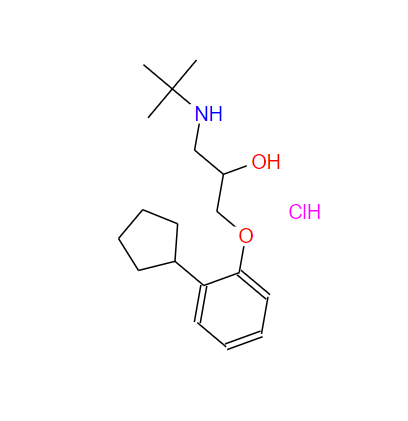 喷布洛尔盐酸盐,1-tert-butylamino-3-(o-cyclopentylphenoxy)propan-2-ol hydrochloride