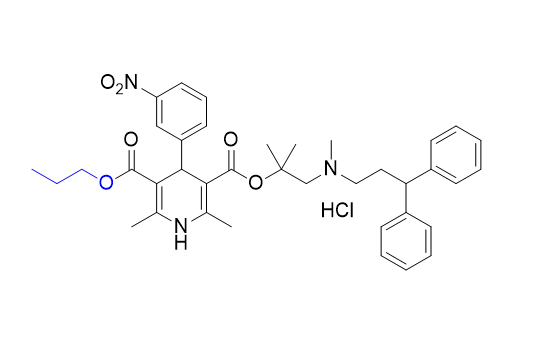 乐卡地平杂质08,3-(1-((3,3-diphenylpropyl)(methyl)amino)-2-methylpropan-2-yl) 5-propyl 2,6-dimethyl-4-(3-nitrophenyl)-1,4-dihydropyridine-3,5-dicarboxylate
