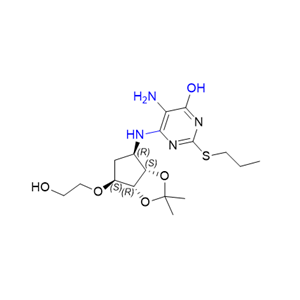 替格瑞洛杂质43,5-amino-6-(((3aS,4R,6S,6aR)-6-(2-hydroxyethoxy)-2,2-dimethyltetrahydro-4H-cyclopenta[d][1,3]dioxol-4-yl)amino)-2-(propylthio)pyrimidin-4-ol