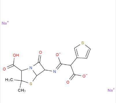 替卡西林二钠；替卡西林钠,(2s,5r,6r)-6-[[(2r)-carboxy-3-thienylacetyl]amino]-3,3-dimethyl-7-oxo-4-thia-1-azabicyclo[3.2.0]heptane-2-carboxylic acid disodium salt