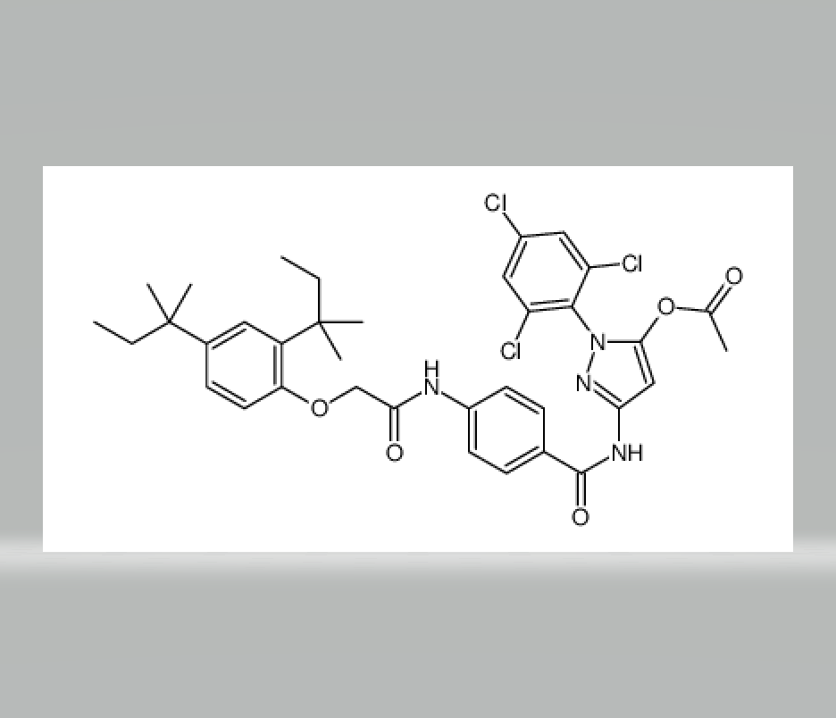 3-[p-[(2,4-di-tert-pentylphenoxy)acetamido]benzamido]-1-(2,4,6-trichlorophenyl)-1H-pyrazol-5-yl ace,3-[p-[(2,4-di-tert-pentylphenoxy)acetamido]benzamido]-1-(2,4,6-trichlorophenyl)-1H-pyrazol-5-yl acetate
