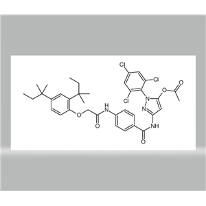 3-[p-[(2,4-di-tert-pentylphenoxy)acetamido]benzamido]-1-(2,4,6-trichlorophenyl)-1H-pyrazol-5-yl ace,3-[p-[(2,4-di-tert-pentylphenoxy)acetamido]benzamido]-1-(2,4,6-trichlorophenyl)-1H-pyrazol-5-yl acetate
