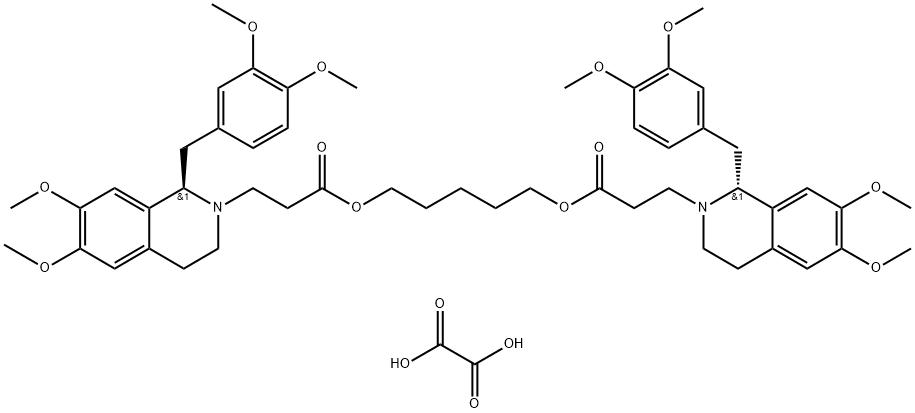顺曲库胺缩合物草酸盐,(1R,1'R)-2,2'-(3,11-Dioxo-4,10-dioxatridecamethylene)-bis-(1,2,3,4-tetrahydro-6,7-dimethoxy-1-veratrylisoquindline)-dioxalate