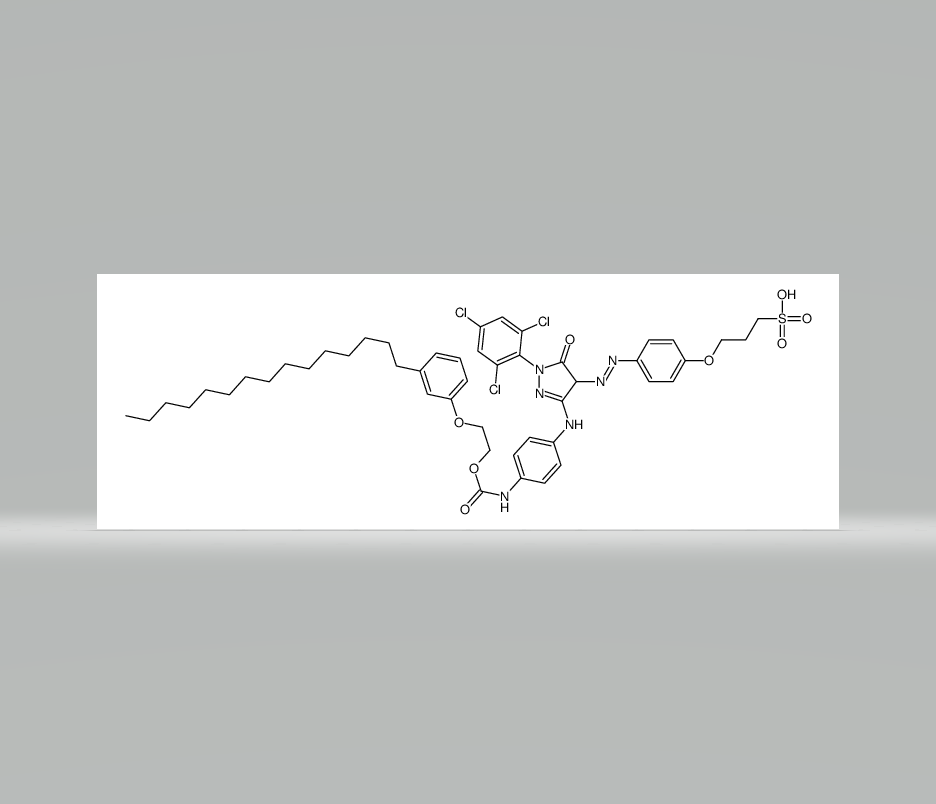 C-[2-(3-pentadecylphenoxy)ethyl] hydrogen [4-[[4,5-dihydro-5-oxo-4-[[4-(3-sulphonatopropoxy)phenyl]a,C-[2-(3-pentadecylphenoxy)ethyl] hydrogen [4-[[4,5-dihydro-5-oxo-4-[[4-(3-sulphonatopropoxy)phenyl]azo]-1-(2,4,6-trichlorophenyl)-1H-pyrazol-3-yl]amino]phenyl]carbamate