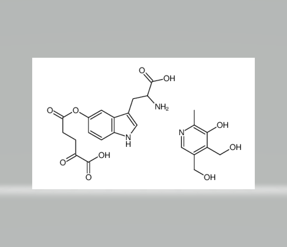 5-(4-carboxy-1,4-dioxobutoxy)tryptophan, compound with 5-hydroxy-6-methylpyridine-3,4-dimethanol (1:,5-(4-carboxy-1,4-dioxobutoxy)tryptophan, compound with 5-hydroxy-6-methylpyridine-3,4-dimethanol (1:1)