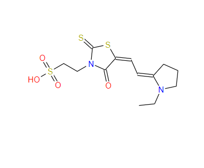 5-[(1-ethylpyrrolidin-2-ylidene)ethylidene]-4-oxo-2-thioxothiazolidin-3-ethanesulphonic acid,5-[(1-ethylpyrrolidin-2-ylidene)ethylidene]-4-oxo-2-thioxothiazolidin-3-ethanesulphonic acid