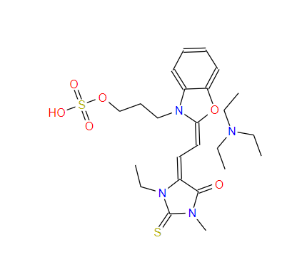 1-ethyl-3-methyl-5-[[3-[3-(sulphooxy)propyl]-3H-benzoxazol-2-ylidene]ethylidene]-2-thioxoimidazolidi,1-ethyl-3-methyl-5-[[3-[3-(sulphooxy)propyl]-3H-benzoxazol-2-ylidene]ethylidene]-2-thioxoimidazolidin-4-one, compound with triethylamine (1:1)