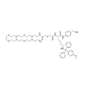 (S)-2-(32-azido-5-oxo-3,9,12,15,18,21,24,27,30-nonaoxa-6-azadotriacontanamido)-N-(4-(hydroxymethyl)p,(S)-2-(32-azido-5-oxo-3,9,12,15,18,21,24,27,30-nonaoxa-6-azadotriacontanamido)-N-(4-(hydroxymethyl)phenyl)-6-(((4-methoxyphenyl)diphenylmethyl)amino)hexanamide