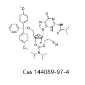 5'-O-[二(4-甲氧基苯基)苯基甲基]-2'-脫氧-2'-氟-N-(2-甲基-1-氧代丙基)鳥(niǎo)苷 3'-[2-氰基乙基 N,N-二異丙基氨基亞磷酸酯],5'-O-[Bis(4-methoxyphenyl)phenylmethyl]-2'-deoxy-2'-fluoro-N-(2-methyl-1-oxopropyl)guanosine 3'-[2-cyanoethyl N,N-bis(1-methylethyl)phosphoramidite]