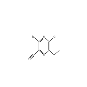 3-溴-5-氯-6-乙基吡嗪-2-甲腈,3-bromo-5-chloro-6-ethylpyrazine-2-carbonitrile
