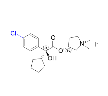 格隆溴铵杂质35,(R)-3-((S)-2-(4-chlorophenyl)-2-cyclopentyl-2-hydroxyacetoxy)-1,1-dimethylpyrrolidin-1-ium iodide