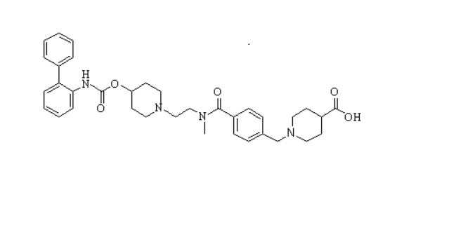 1-(4-((2-(4-([1,1'-联苯]-2-基氨甲酰)氧基)哌啶-1-基)乙基(甲基)氨甲酰)苄基)哌啶-4-羧酸,ZVPVPYWMFMUFEZ-UHFFFAOYSA-N