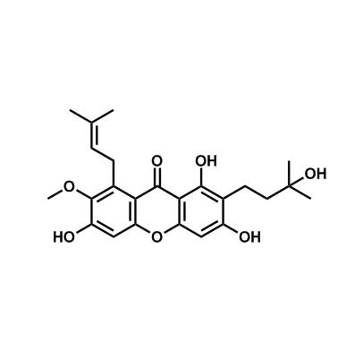 黄牛木酮,1,3,6-Trihydroxy-2-(3-hydroxy-3-methylbutyl)-7-methoxy-8-(3-methylbut-2-en-1-yl)-9H-xanthen-9-one