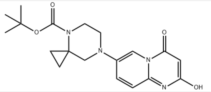 4,7-Diazaspiro[2.5]octane-4-carboxylic acid, 7-(2-hydroxy-4-oxo-4H-pyrido[1,2-a]pyrimidin-7-yl)-, 1,,4,7-Diazaspiro[2.5]octane-4-carboxylic acid, 7-(2-hydroxy-4-oxo-4H-pyrido[1,2-a]pyrimidin-7-yl)-, 1,1-dimethylethyl ester