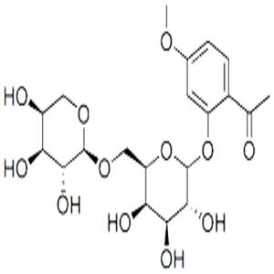 丹皮酚原苷,1-[4-methoxy-2-[(2S,3R,4S,5R,6R)-3,4,5-trihydroxy-6-[[(2R,3R,4S,5S)-3,4,5-trihydroxyoxan-2-yl]oxymethyl]oxan-2-yl]oxy-phenyl]ethanone