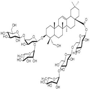 3-O-D-葡萄糖( 1→4)-[ L-鼠李糖(1→2)]-L-阿拉伯糖-常春藤配基- 28-O-鼠李糖(1→4)葡萄糖(1→6)葡萄糖苷,3-O-D-glucopyranosyl( 1→4)- [ L-rhamnopyranosyl(1→2)]-L-arabinopyranosyl 23-hydroxyl lup-20(29)-en-28-oic acid – 28-O-rhamnopyranosyl(1→4)glucopyranosyl(1→6)glucopyranoside