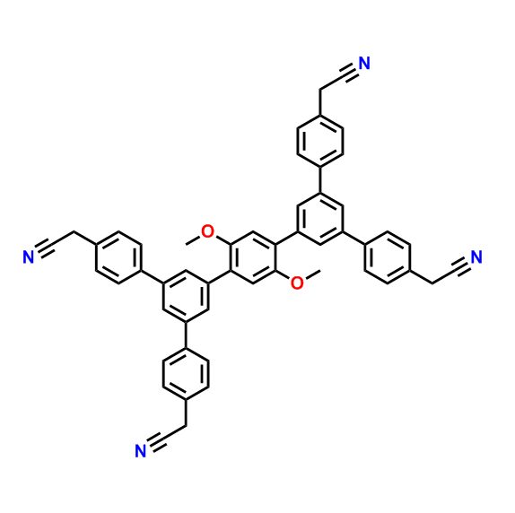 2,2',2'',2'''-((2,5-二甲氧基-1,4-亚苯基)双([1,1':3',1''-三联苯]-5',4,4''-三基))四乙腈,2,2',2'',2'''-((2,5-Dimethoxy-1,4-phenylene)bis([1,1':3',1''-terphenyl]-5',4,4''-triyl))tetraacetonitrile