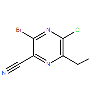 3-溴-5-氯-6-乙基吡嗪-2-甲腈,3-bromo-5-chloro-6-ethylpyrazine-2-carbonitrile