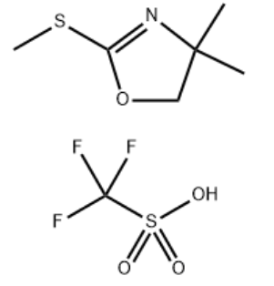 1,1,1-三氟-甲磺酸化合物与 4,5-二氢-4,4-二甲基-2-(甲硫基)恶唑 (1:1),Methanesulfonic acid, 1,1,1-trifluoro-, compd. with 4,5-dihydro-4,4-dimethyl-2-(methylthio)oxazole (1:1)