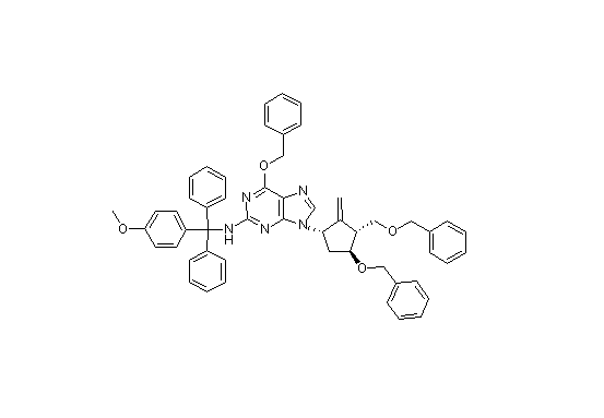 6-(Benzyloxy)-9-((1S,3R,3S)-4-(benzyloxy)-3-(benzyloxymethyl)-2-methylenecyclopentyl)-N-((4-methoxyphenyl)diphenylmethyl)-9H-purin-2-amine