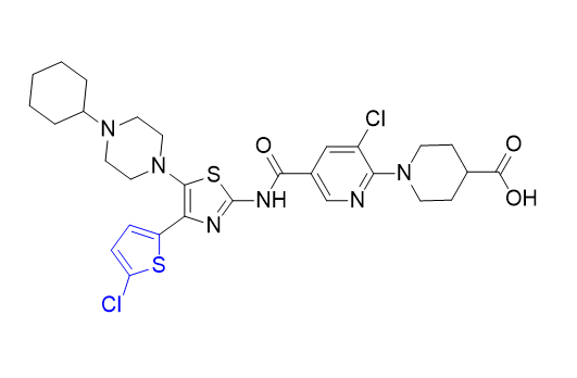 阿伐曲泊帕杂质15,1-(3-chloro-5-((4-(5-chlorothiophen-2-yl)-5-(4-cyclohexylpiperazin-1-yl)thiazol-2-yl)carbamoyl)pyridin-2-yl)piperidine-4-carboxylic acid