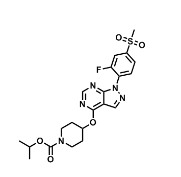 4-((1-(2-氟-4-(甲基磺酰基)苯基)-1H-吡唑并[3,4-d]嘧啶-4-基)氧基)哌啶-1-甲酸异丙酯,Isopropyl 4-((1-(2-fluoro-4-(methylsulfonyl)phenyl)-1H-pyrazolo[3,4-d]pyrimidin-4-yl)oxy)piperidine-1-carboxylate