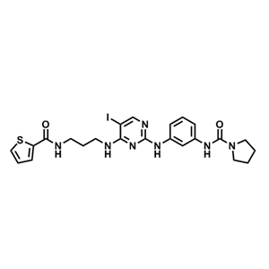 N-(3-((5-碘-4-((3-(噻吩-2-甲酰胺基)丙基)氨基)嘧啶-2-基)氨基)苯基)吡咯烷-1-甲酰胺,N-(3-((5-Iodo-4-((3-(thiophene-2-carboxamido)propyl)amino)pyrimidin-2-yl)amino)phenyl)pyrrolidine-1-carboxamide