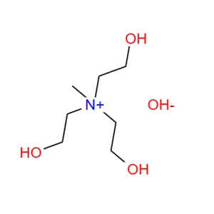 33667-48-0 三(2-羟乙基)甲基氢氧化铵(45-50%的水溶液)(含稳定剂甲氧基氢醌)