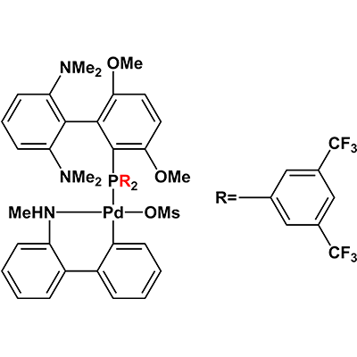 甲磺酸{2-双[3,5-二(三氟甲基)苯基膦基]-3,6-二甲氧基-2',6'-双(二甲氨基)-联苯基}(2'-甲氨基-1,1'-联苯-2-基)钯(II),Methanesulfonato(2-bis(3,5-di(trifluoromethyl)phenylphosphino)-3,6-dimethoxy-2',6'-bis(dimethylamino)-1,1'-biphenyl )(2'-methylamino-1,1'-biphenyl-2-yl)palladium(II) [Palladacycle Gen. 4
