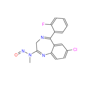 59467-62-8 7-氯-5-（2-氟苯基）-2-（N-亚硝基甲基氨基）-3H-1,4-苯二氮卓