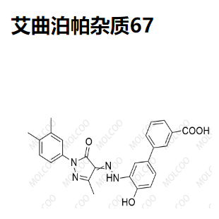 艾曲泊帕杂质67,3'-(2-(1-(3,4-dimethylphenyl)-3-methyl-5-oxo-1H-pyrazol-4(5H)-ylidene)hydrazinyl)-4'-hydroxy-[1,1'-biphenyl]-3-carboxylic acid