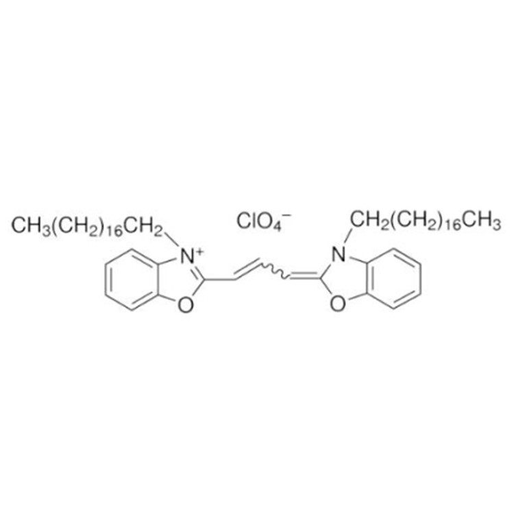 綠色細(xì)胞膜熒光探針DIO, 3,3′-雙十八烷基氧碳花菁高氯酸鹽,3,3′-Dioctadecyloxacarbocyanine perchlorate