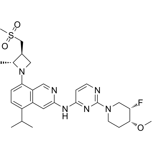 N-[2-[(3S,4R)-3-氟-4-甲氧基-1-哌啶基]-4-嘧啶基]-5-异丙基-8-[(2R,3S)-2-甲基-3-[(甲砜基)甲基]-1-氮杂环丁基]异喹啉-3-胺,BLU-945