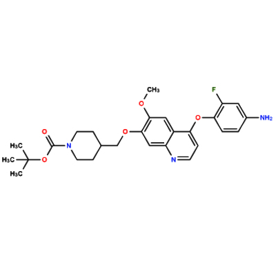 6-甲氧基-7-(N-BOC-4-哌啶甲氧基)-4-(2-氟-4-氨基-苯氧基)-喹啉,tert-Butyl 4-(((4-(4-amino-2-fluorophenoxy)-6-methoxyquinolin-7-yl)oxy)methyl)piperidine-1-carboxylate